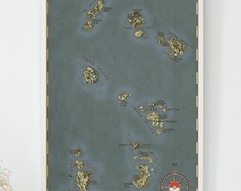 Pokemon Print Sevii Islands, A2 Fantasy Map, Sevii Isles, Fire Red, Leaf Green, Geeky gift him her, Anniversary present, Poster, Pokeml Pkmn