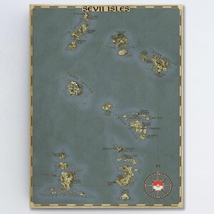 Toile Pokemon Îles Sevii, impression sur toile carte fantastique, toile des îles Pokémon, rouge feu, vert feuille, cadeau geek pour elle, cadeaux pour enfants