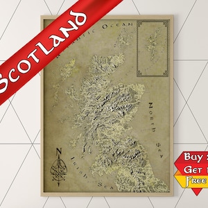 Carte fantastique de l'Ecosse, affiche écossaise, impression d'Ecosse, cadeau d'Ecosse, cadeaux écossais, cadeau pour lui, cadeau pour elle, remplissage de bas