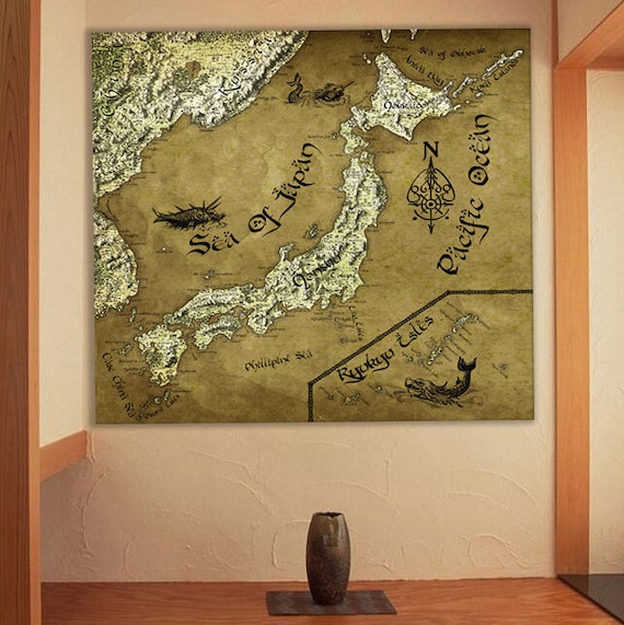Japan Canvas Fantasy Map, Japan Gift, Japanese Gift