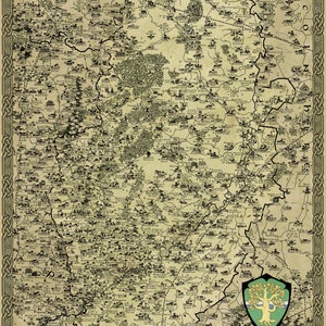 Nottinghamshire Print, Nottingham Fantasy Map, Notts Gift, Sherwood Forest, Fantasy Cartography, Newark on Trent Poster, Robin Hood Art image 2