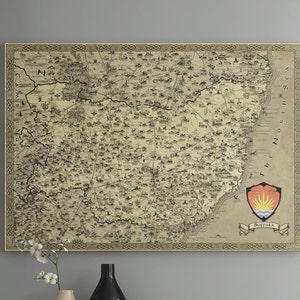Suffolk Leinwand, Suffolk Fantasy Karte, Geschenk für Ihn Sie, Geschenk für Mama Papa, Ipswich Karte, Vintage Karte, Suffolk Kunstwerk, Fantasy Kartographie