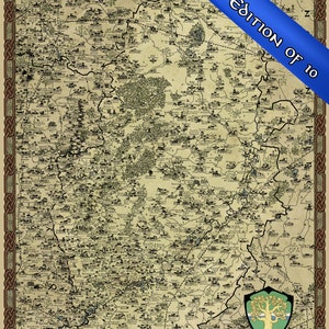 Nottinghamshire Print, Nottingham Fantasy Map, Notts Gift, Sherwood Forest, Fantasy Cartography, Newark on Trent Poster, Robin Hood Art A2 LIMITED EDITION