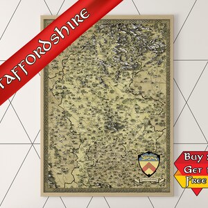 Art de carte du Staffordshire, affiche fantastique du Staffordshire, cadeau geek pour lui, cadeau ringard pour elle, cadeau de joueur, dessiné à la main, remplisseur de bas