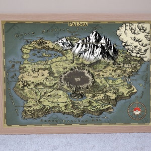Impression Pokemon Paldea, carte fantastique, carte Paldea, écarlate et violet, cadeau geek lui, cadeau d'anniversaire, affiche Pokémon, cadeau pour enfants