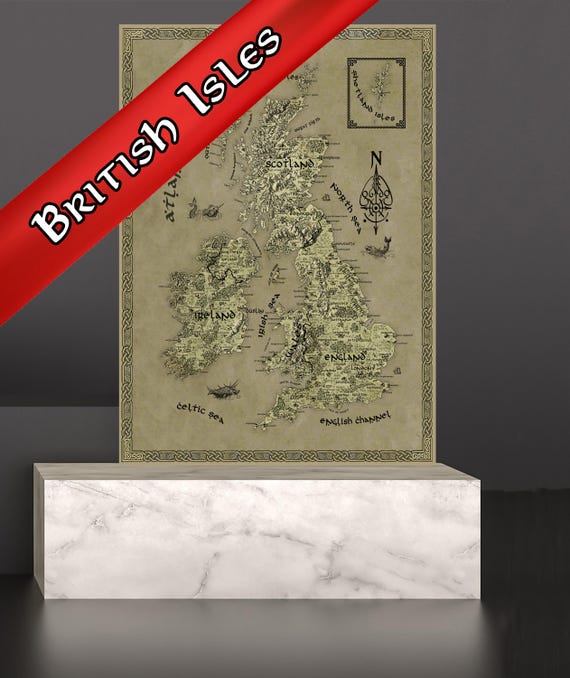 UK Canvas, British Isles Fantasy Map, UK Wall Art, UK Gifts, Geeky