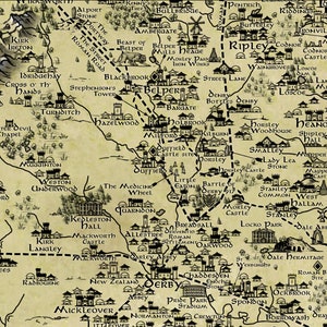 Derbyshire Print, Derby Fantasy Map, Derbyshire Dales Map, Peak District Gift, Derbyshire Hill, Fantasy Cartography, Peak District Poster image 7