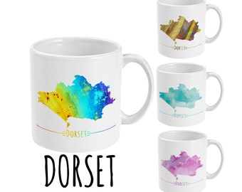 Dorset Mug 11oz, Map Mug, Dorset Gift, Rainbow Cup, Pride Mug, Anniversary gift, Birthday present, for him, for her, for mum, for dad