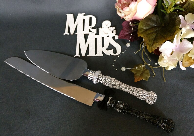 Cake Cutting Set Bride and Groom Cake Servers Wedding Cake Etsy