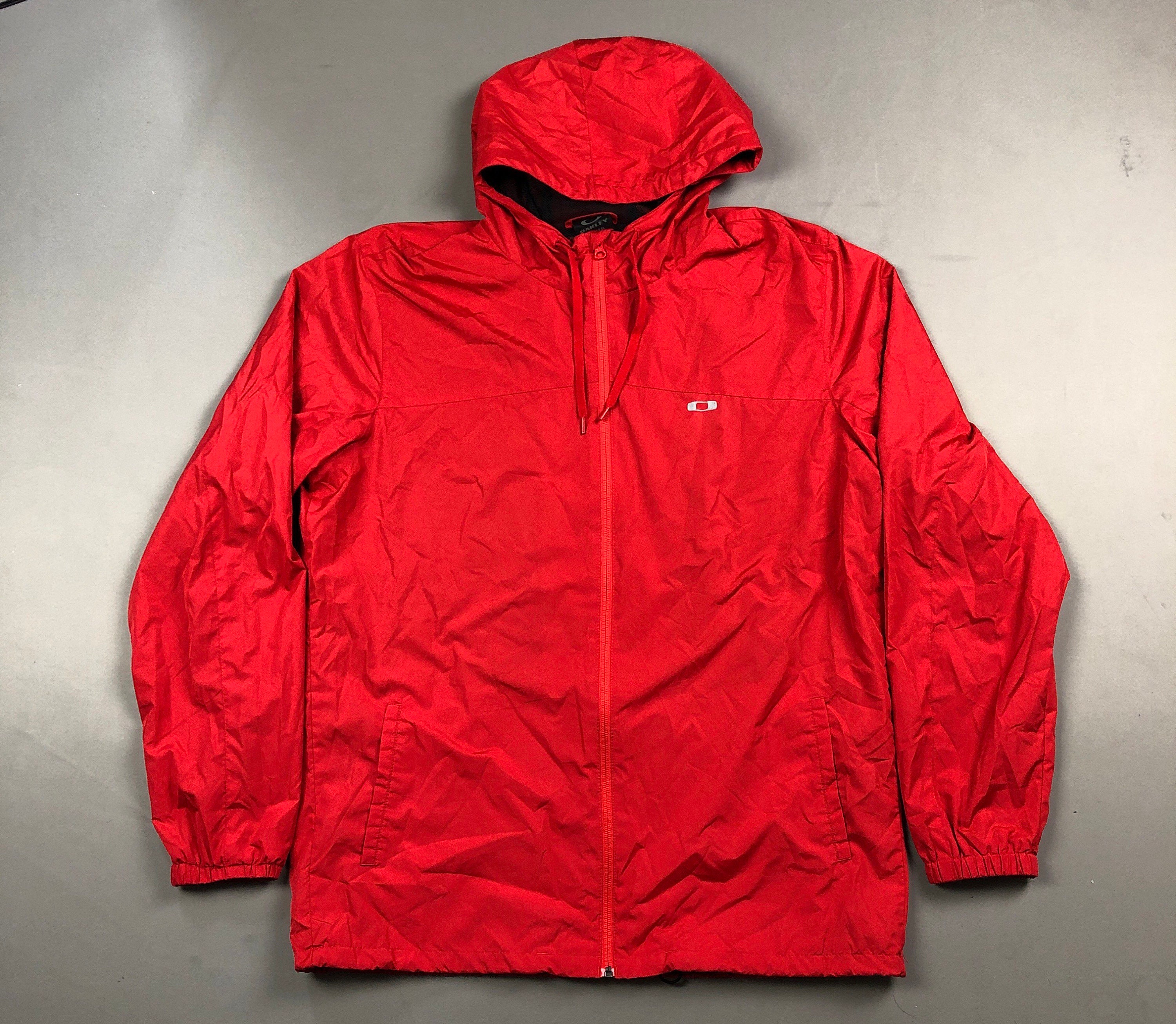 Vintage Oakley Red Windbreaker Hooded Jacket Size XL | Etsy