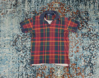 red plaid polo