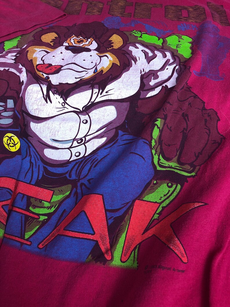 Vintage Cartoon Control Freak Pink Graphic T Shirt Fits Size XL 90s