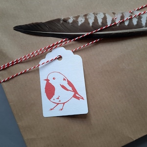 4er Set Rotkehlchen Geschenkanhänger Geschenkkarten mit Vogel Bild 1