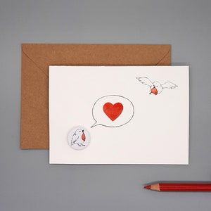 Carte bouton carte lettre d'amour robin avec bouton amovible pour la Saint Valentin