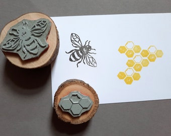 Stamp set bee with honeycomb honey bee honeycomb insect