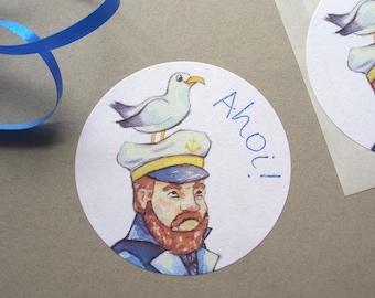 10 Autocollants Ahoi Captain Maritime Sticker