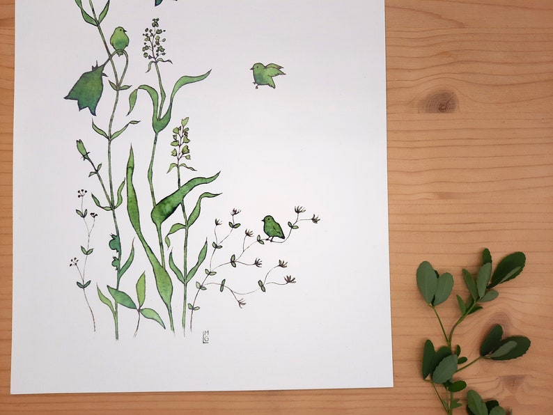 Small Grass Landscape Printing DIN A4 Art Print Illustration Meadow image 3