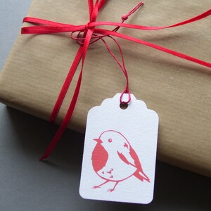 4er Set Rotkehlchen Geschenkanhänger Geschenkkarten mit Vogel Bild 3