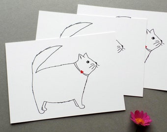 3 Postales Moppelkatze Juego de 3 Cat Card