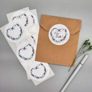 10 stickers lavande coeur lavande