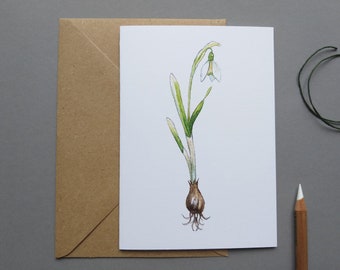 Greeting Card Snowdrop Spring Card with Envelope