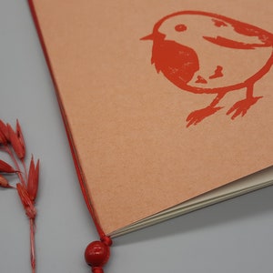 Robin notebook handprinted diary notebook with bird image 3