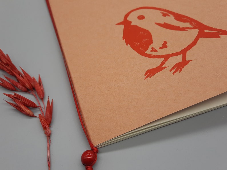 Robin notebook handprinted diary notebook with bird image 3