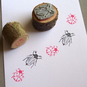 Stamp Set Beetle Mini Stamp Ladybug and May Beetle Wooden Stamp
