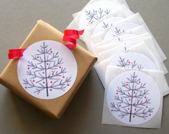 Sticker hearty Christmas tree, 10 pieces, Christmas sticker