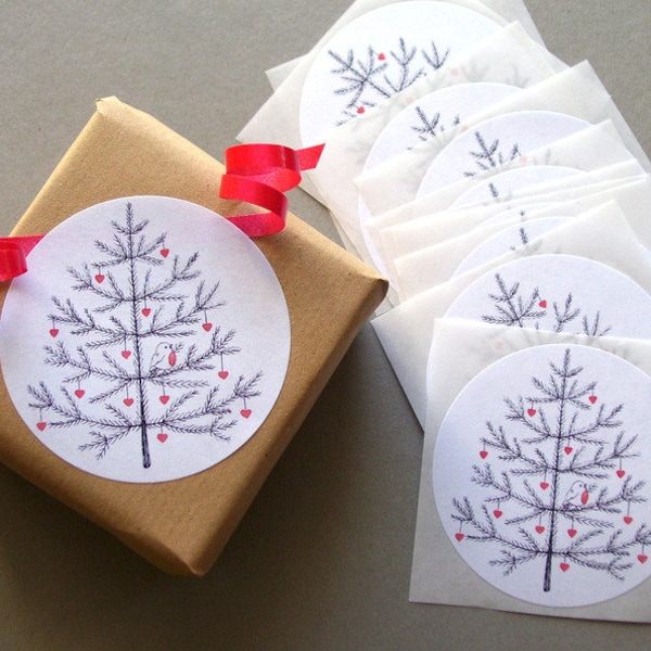 Sticker herziger Weihnachtsbaum 10 Stück Weihnachtsaufkleber