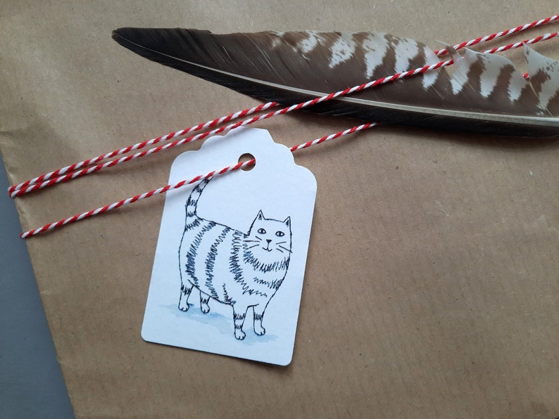 Set of 4 Gift Tag Cat Gift Decoration image 1