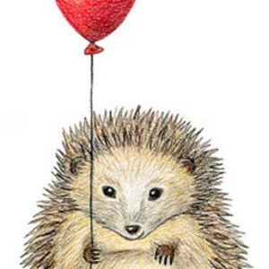 Igel mit Ballon Druck DIN A4 Kinderzimmerbild Illustration Waldtier Bild 5