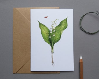 Greeting card lily of the valley folding card flower