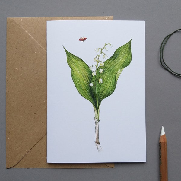 Greeting card lily of the valley folding card flower