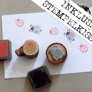 Kever stempelset met lieveheersbeestje en meikever inktkussen