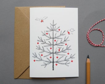 Christmas Card Robin Christmas Tree