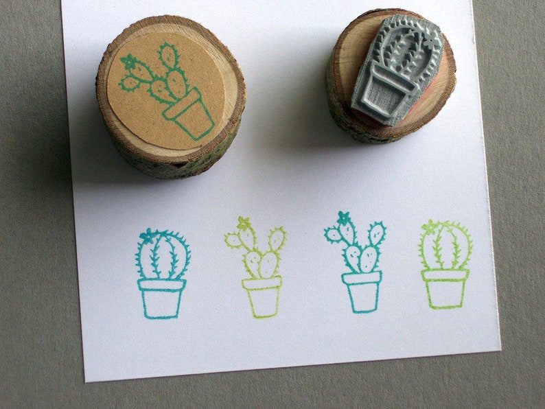 Stamp Set Cactus Stamp Cactus Mini Stamp Potted Plants image 1