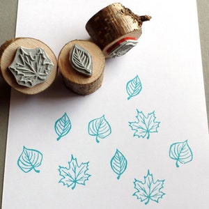 Stempelset 3 bladeren lindeblad esdoornblad en beukenblad mini stempel