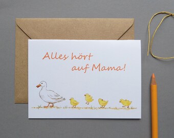 Biglietto d'auguri Tutto si ferma sulla mamma! Biglietto per la Festa della Mamma Biglietto pieghevole per la Festa della Mamma
