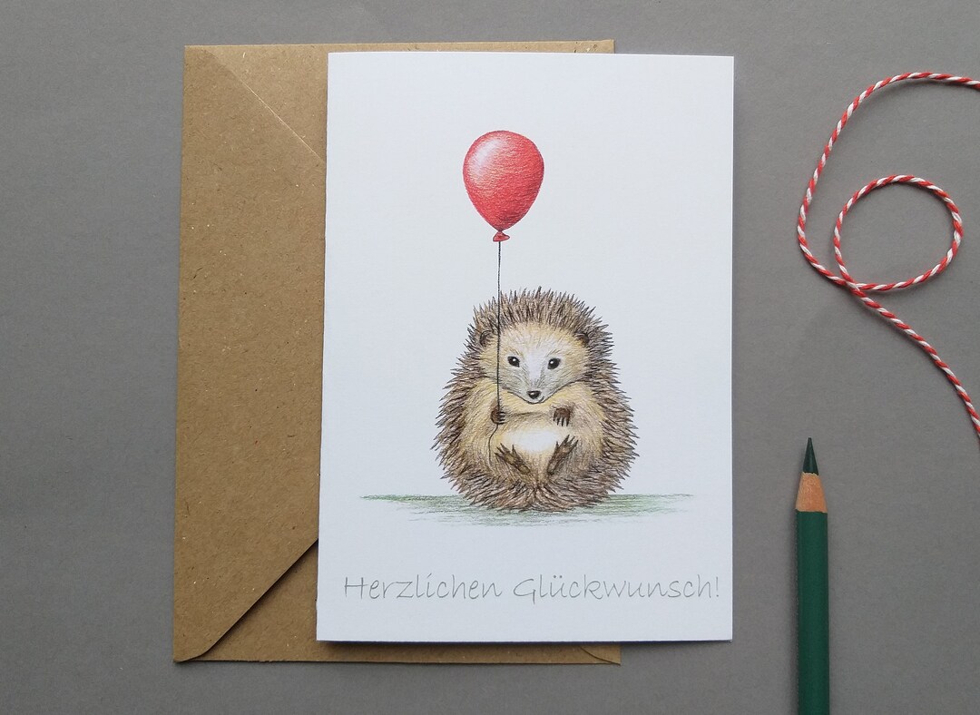 Handgemachte Geburtstagskarte Für Tochter Mit Igel-Motiv & Goldprägung – Extra Groß & Persönlich