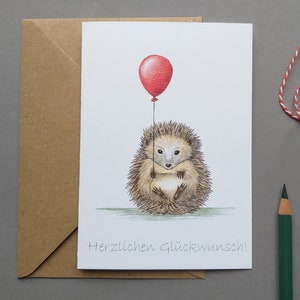 Geburtstagskarte Igel mit Ballon Bild 1