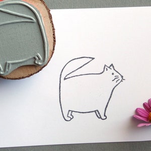 Stempel Moppelkatze motiefstempel dikke kat kattenstempel afbeelding 1