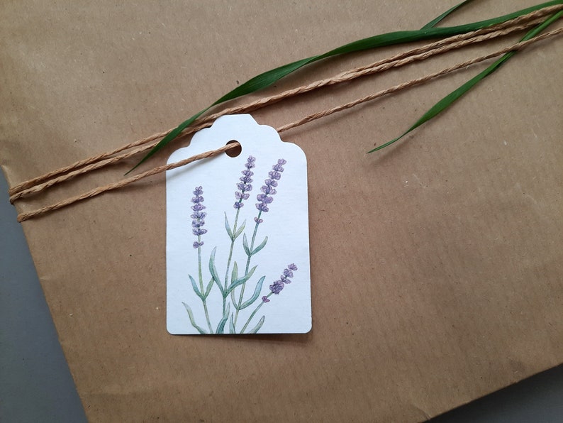 Set of 4 Gift Pendant Lavender Gift Cards Mediterranean Herbs image 1