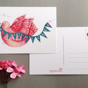Carte postale oiseau rose toutes les meilleures cartes de félicitations image 2