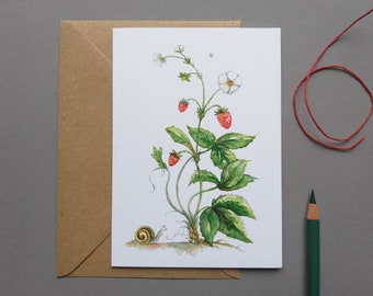 Greeting Card Wild Strawberry Folding Card Strawberry