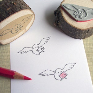 Stempel Vogel mit Brief Brieftaube Bild 1