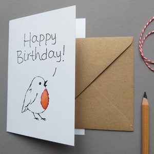 Geburtstagskarte Rotkehlchen Happy Birthday Klappkarte mit Umschlag Bild 2