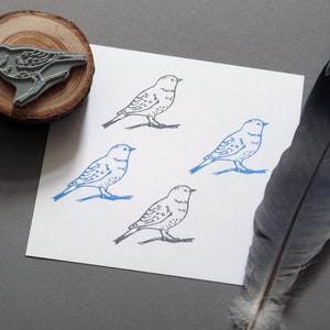 Stempel vogel op tak houten stempel