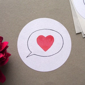 10 autocollants bulle avec coeur
