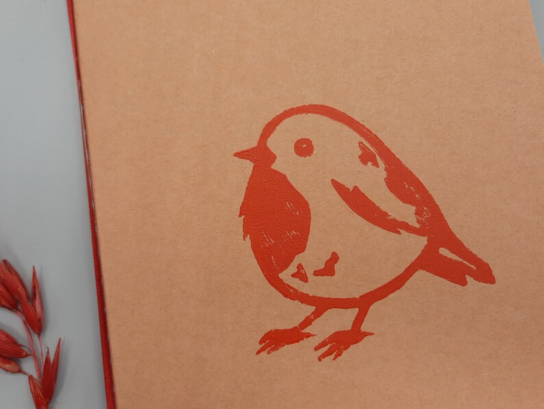 Robin notebook handprinted diary notebook with bird image 5